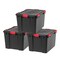 IRIS USA WeatherPro™ Bin Tote Organizing Container, Black/Red